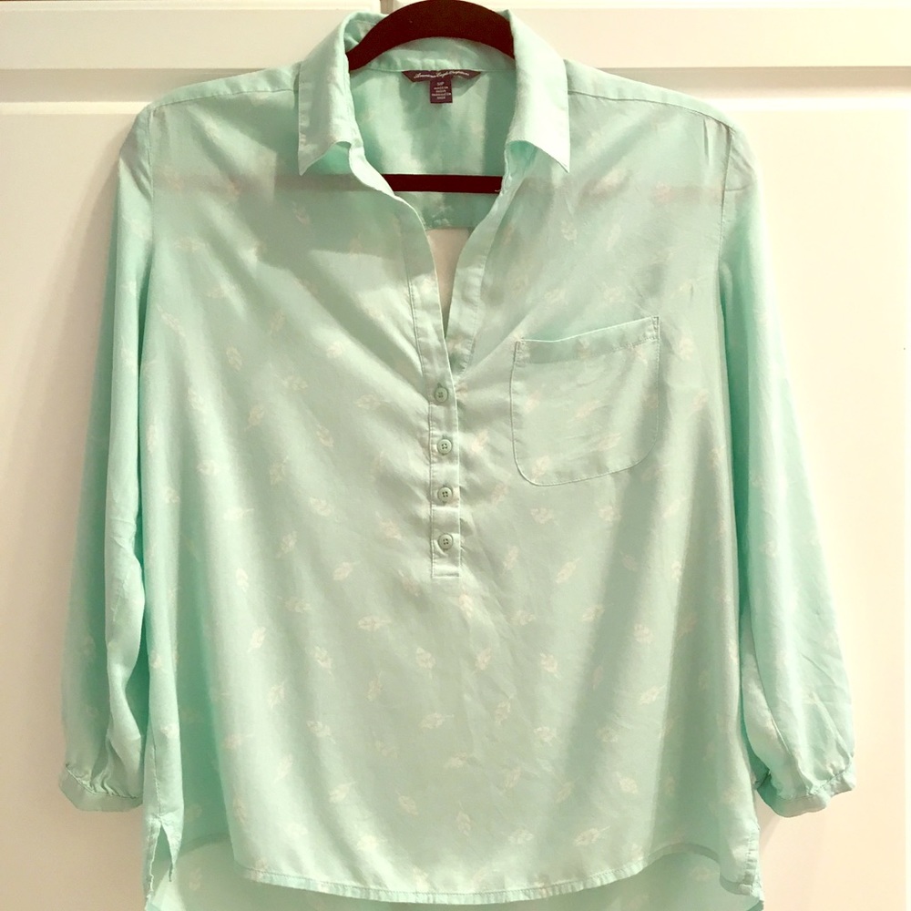 American Eagle Open Back Blouse-Mint
